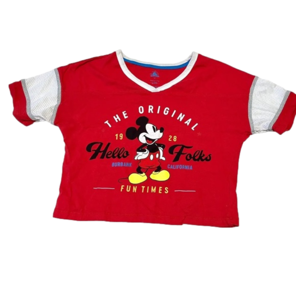 Disney Mickey Mouse The Original 1928 T Shirt Cropped Tee Womens Red Size 2XL
